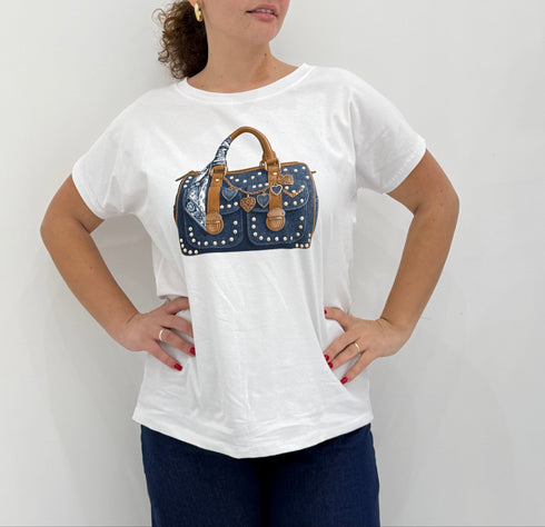 T-shirt over con stampa bag