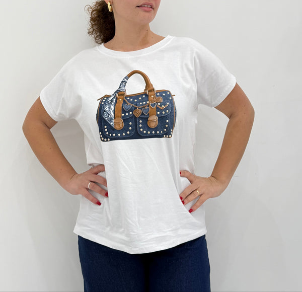 T-shirt over con stampa bag