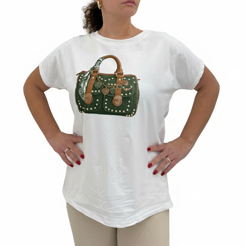 T-shirt over con stampa bag