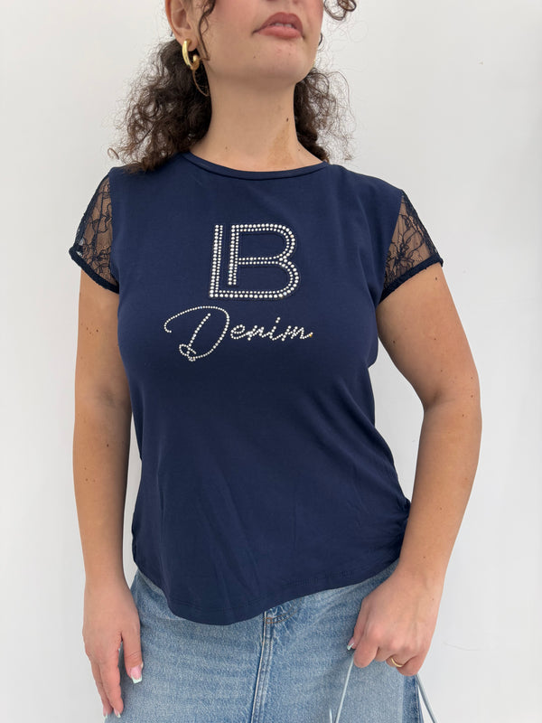 T-shirt laura biagiotti manica ricamata