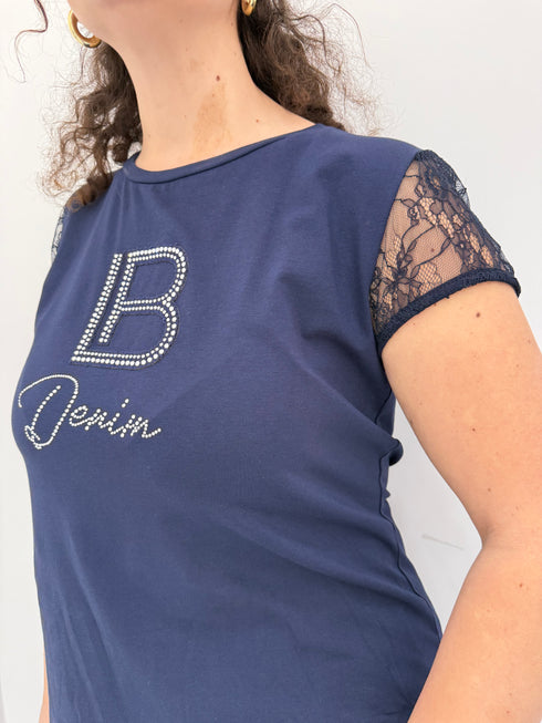 T-shirt laura biagiotti manica ricamata