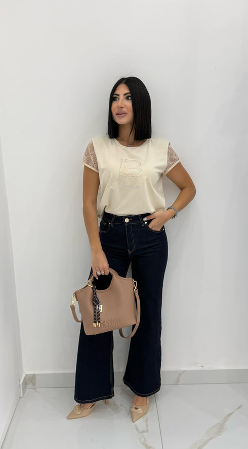 T-shirt laura biagiotti manica ricamata