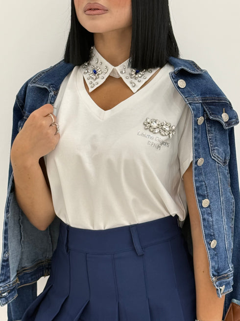 T-shirt laura biagiotti con swarovsky lato