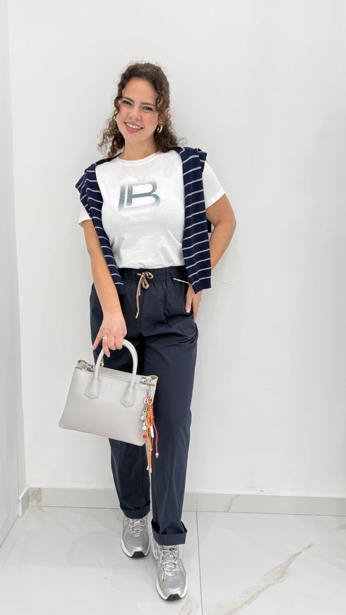 T-shirt laura biagiotti con logo strass