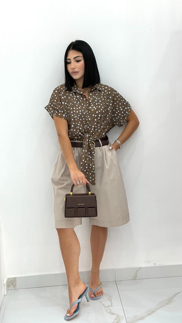 Camicia a Pois Mezzamanica con Nodo