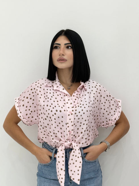 Camicia a Pois Mezzamanica con Nodo