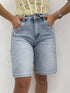 Bermuda denim con applicazioni