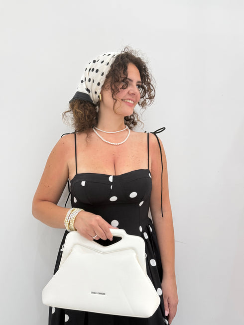 Abito Midi a Pois con Scollo a Cuore