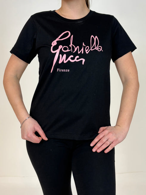 T-shirt stampa rosa gabriella gucci