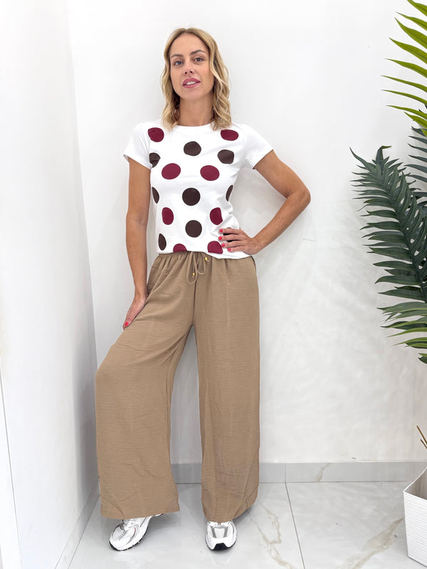 T-Shirt in Cotone a Grandi Pois