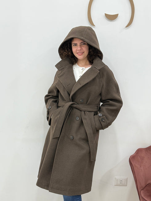 Cappotto lungo tiffosi coat chocolate long