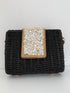 Pochette in Rafia Intrecciata con Pattina Gioiello