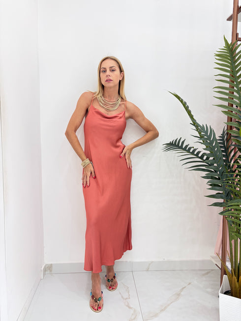 Abito Midi Scivolato in Satin