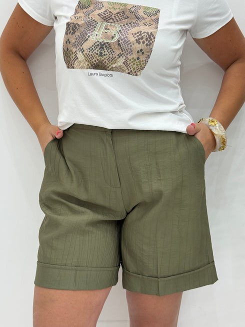 Bermuda in Cotone Leggero con Risvolto