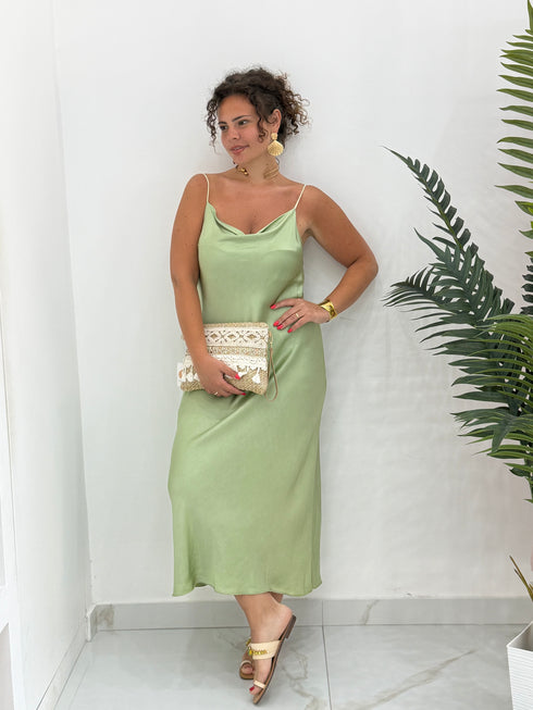 Abito Midi Scivolato in Satin
