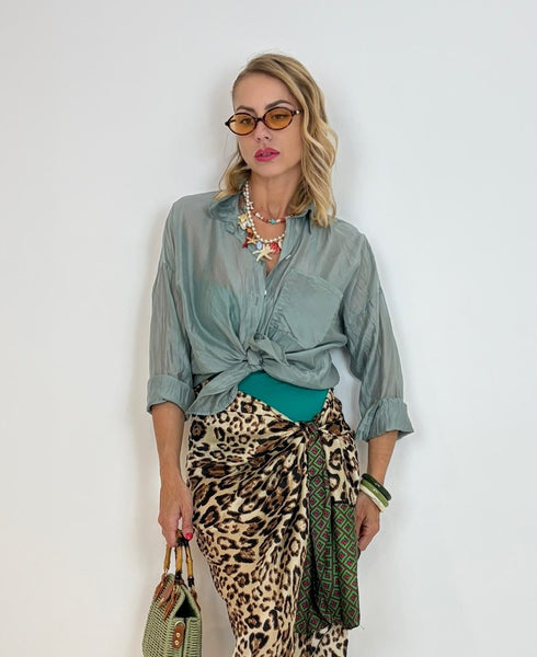 Camicia Oversize Velata Effetto Lucido