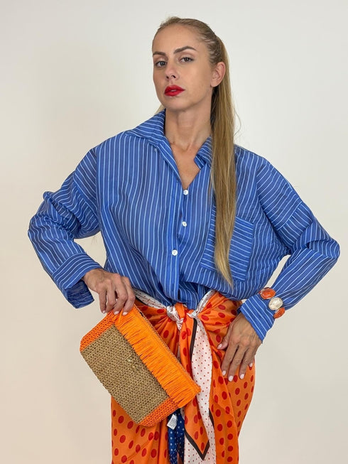 Camicia Over a Righe in Tessuto Velato