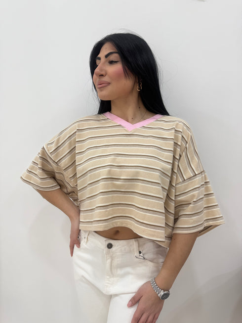 T-shirt righe con mezza manica ampia