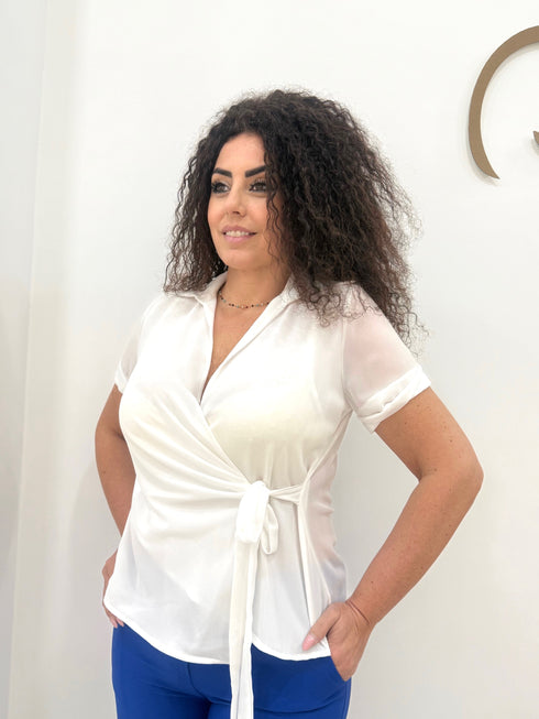 Blusa incrociata maniche corte Ashley