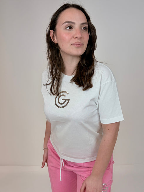 T-shirt logo argento gabriella gucci