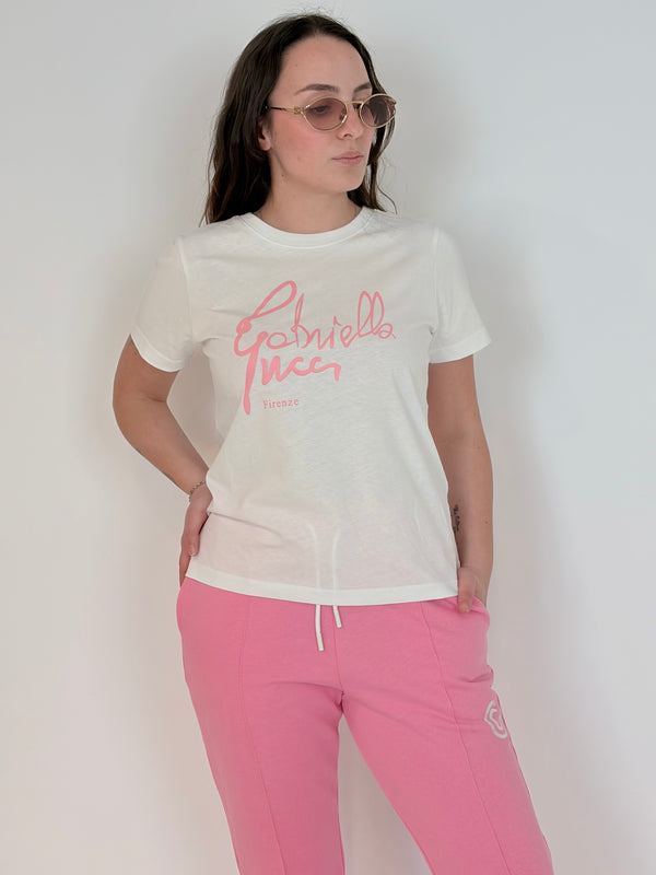 T-shirt stampa rosa gabriella gucci