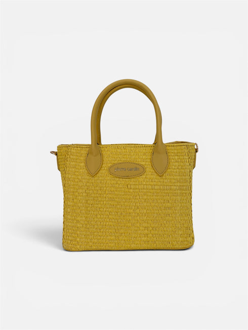 Borsa a Mano Pierre Cardin in Rafia Intrecciata