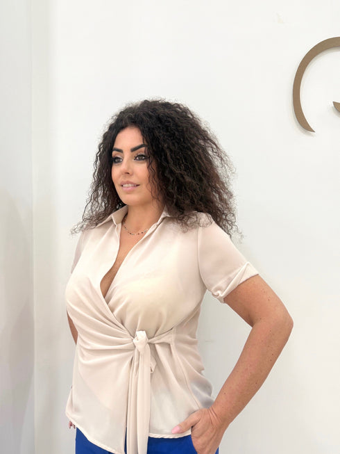 Blusa incrociata maniche corte Ashley