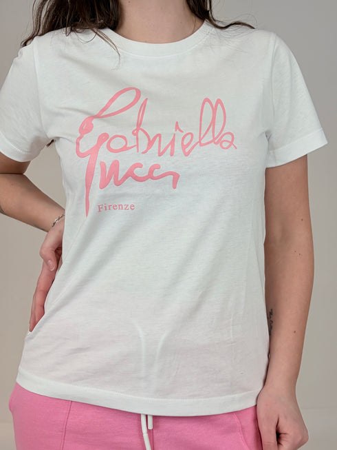 T-shirt stampa rosa gabriella gucci