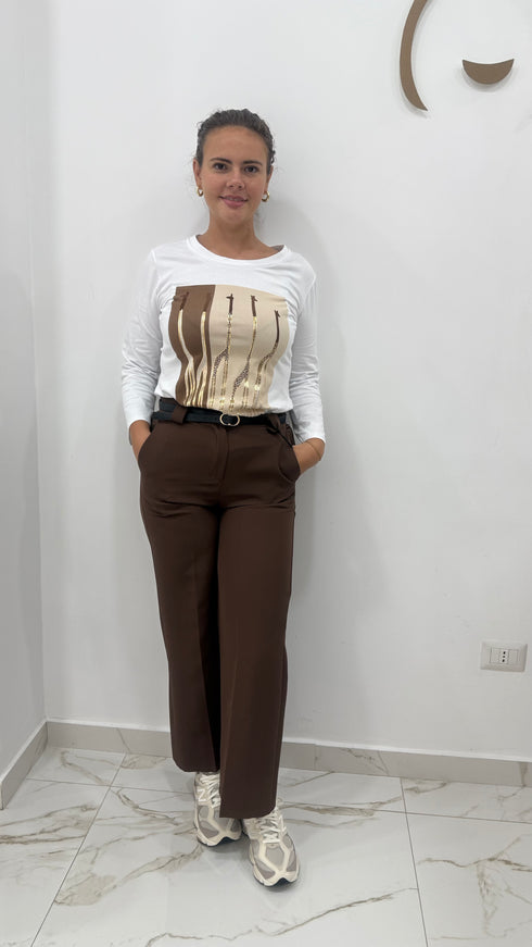 Pantalone palazzo con cinturino Blooma