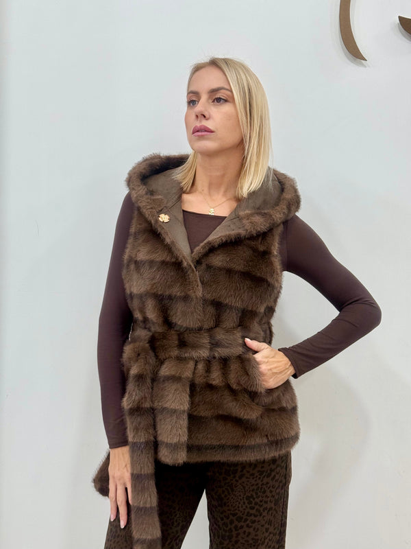 Pelliccia gilet con cappuccio Giulia Fontana