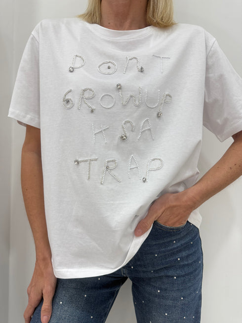 T-shirt scritta con cordoncino