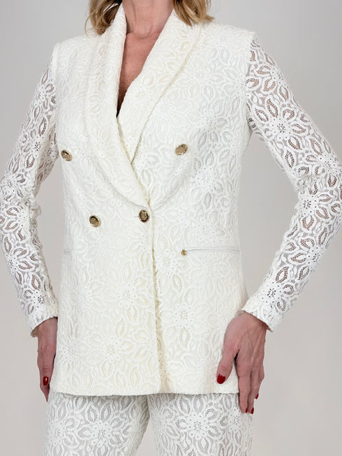 Tailleur bianco in pizzo
