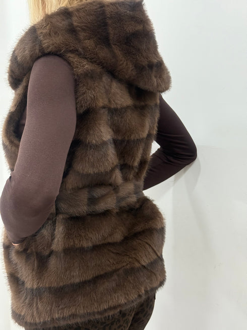 Pelliccia gilet con cappuccio Giulia Fontana