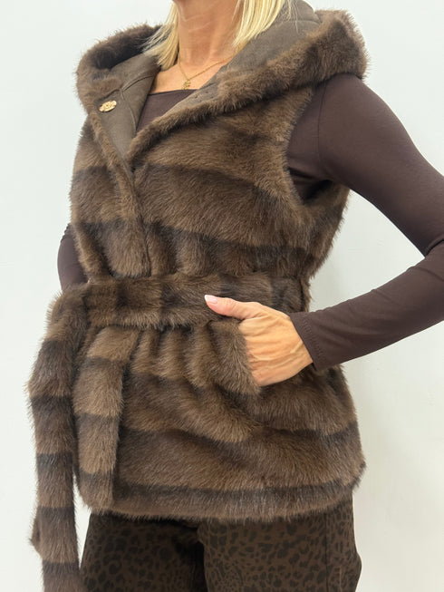 Pelliccia gilet con cappuccio Giulia Fontana