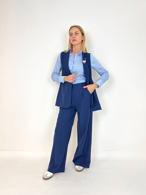 Completo gessato con gilet