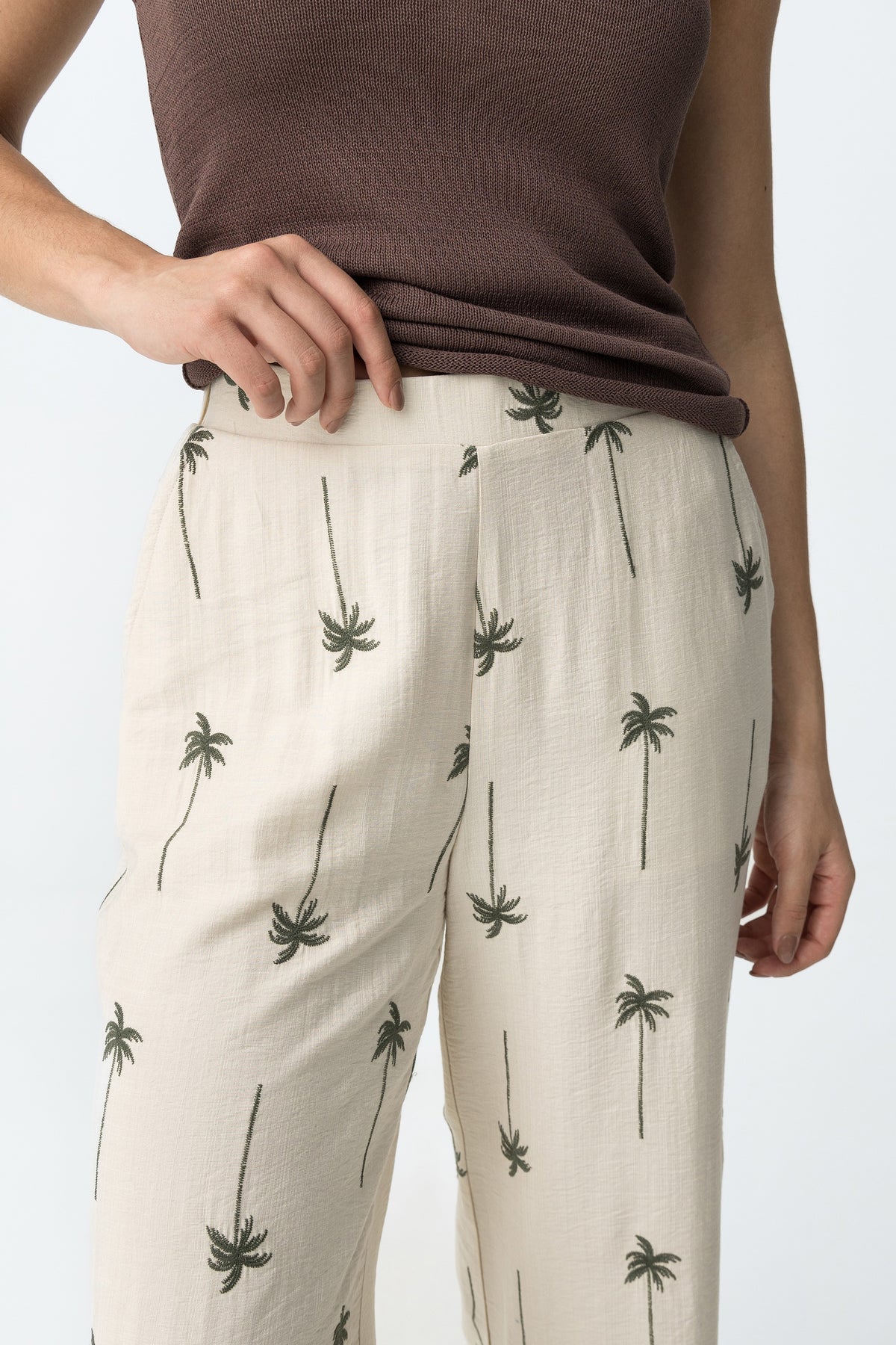 Pantaloni a Palazzo Tiffosi con Stampa Palme
