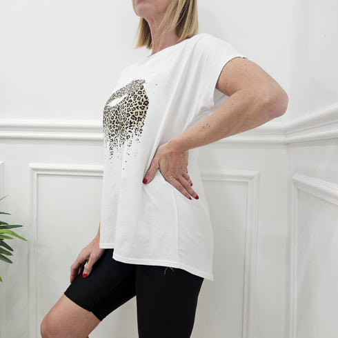 T-Shirt donna over bocca animalier