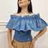 Top donna in Denim con Rouche Gaelle