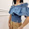 Top donna in Denim con Rouche Gaelle