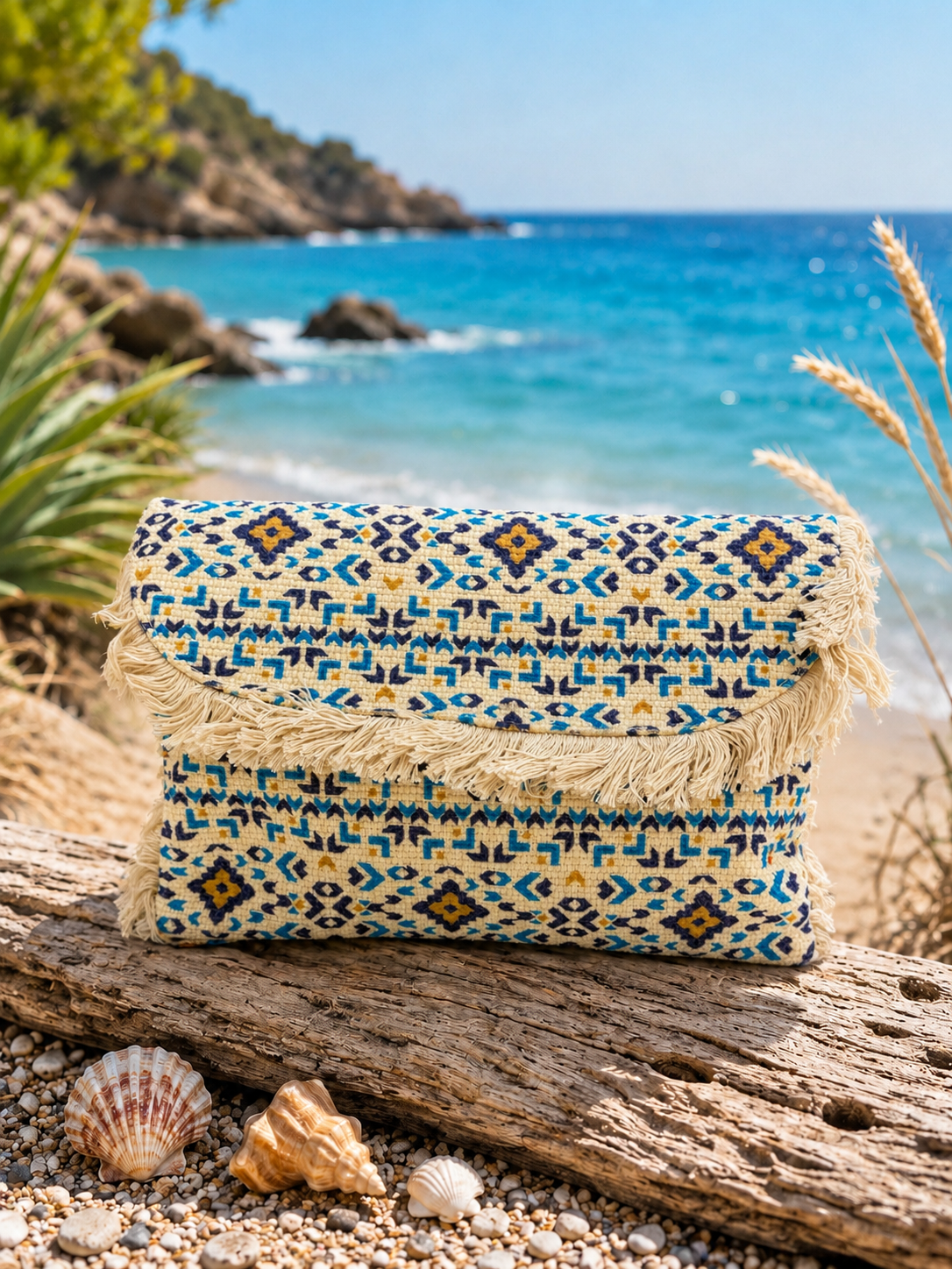 Pochette Boho-Chic in Tessuto con Frange