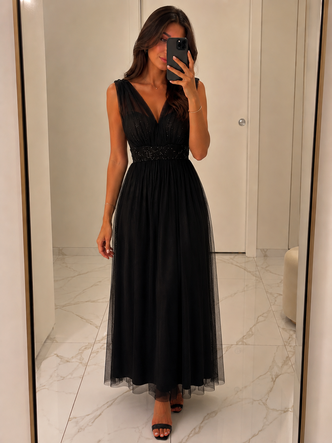 Abito lungo con strass
