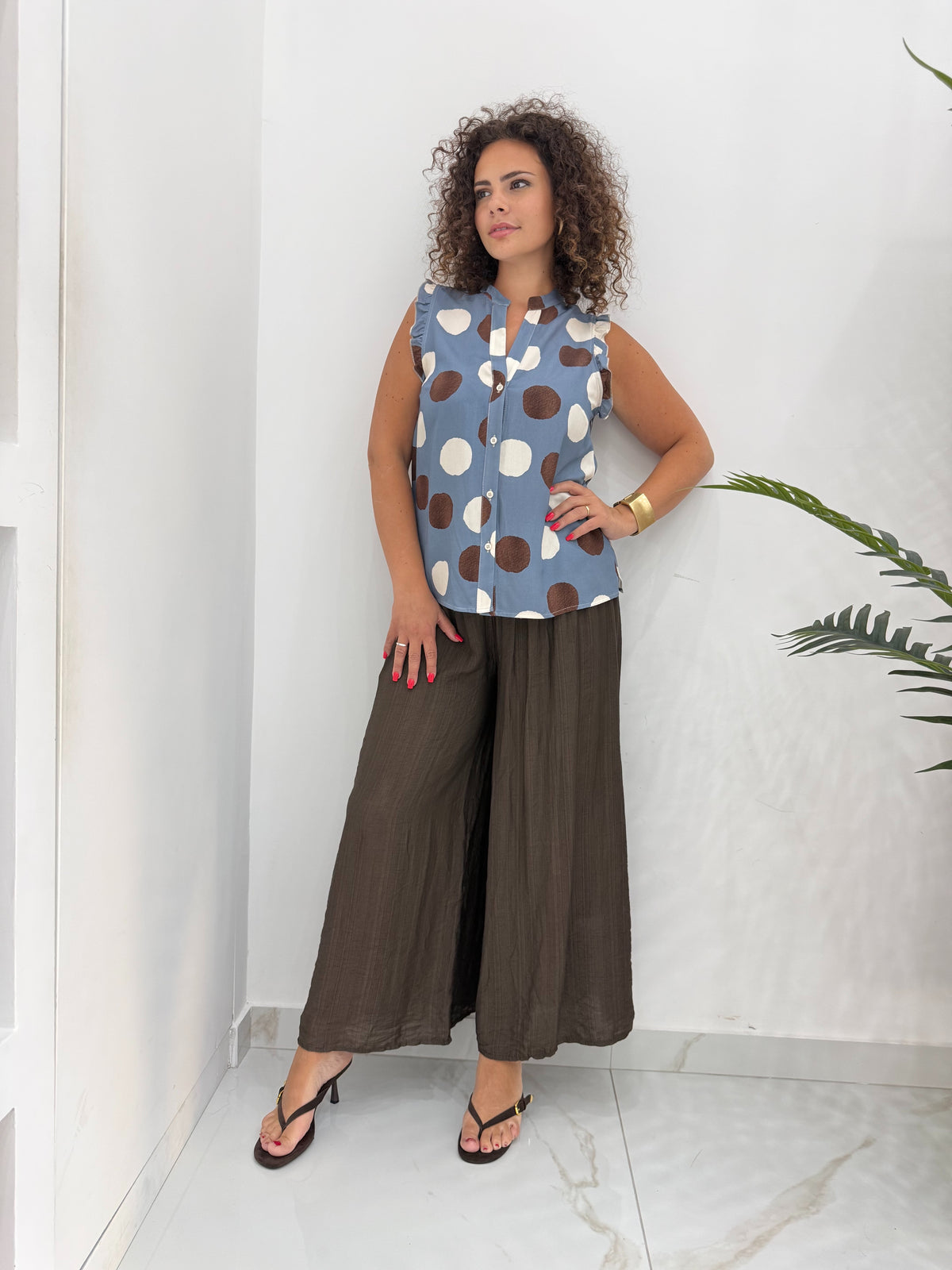 Pantalone Palazzo Fluido con Fascione Elastico
