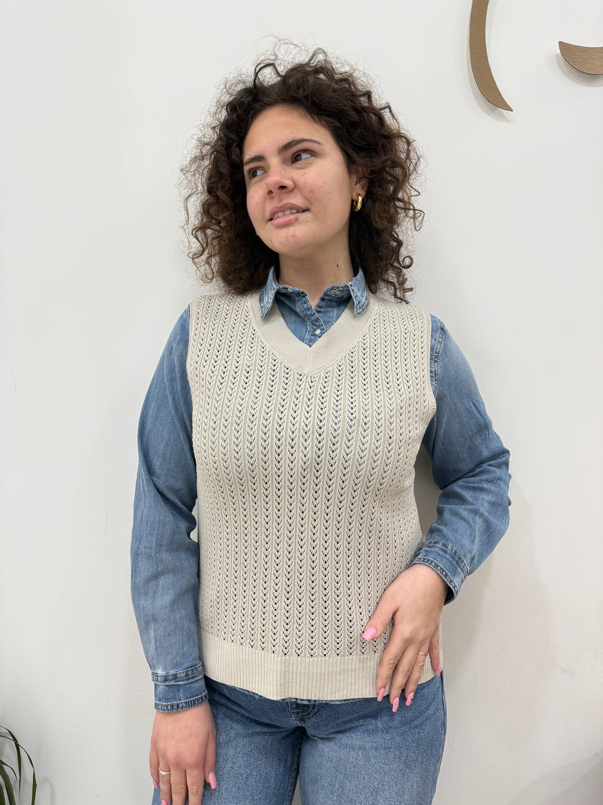Gilet traforato in maglia