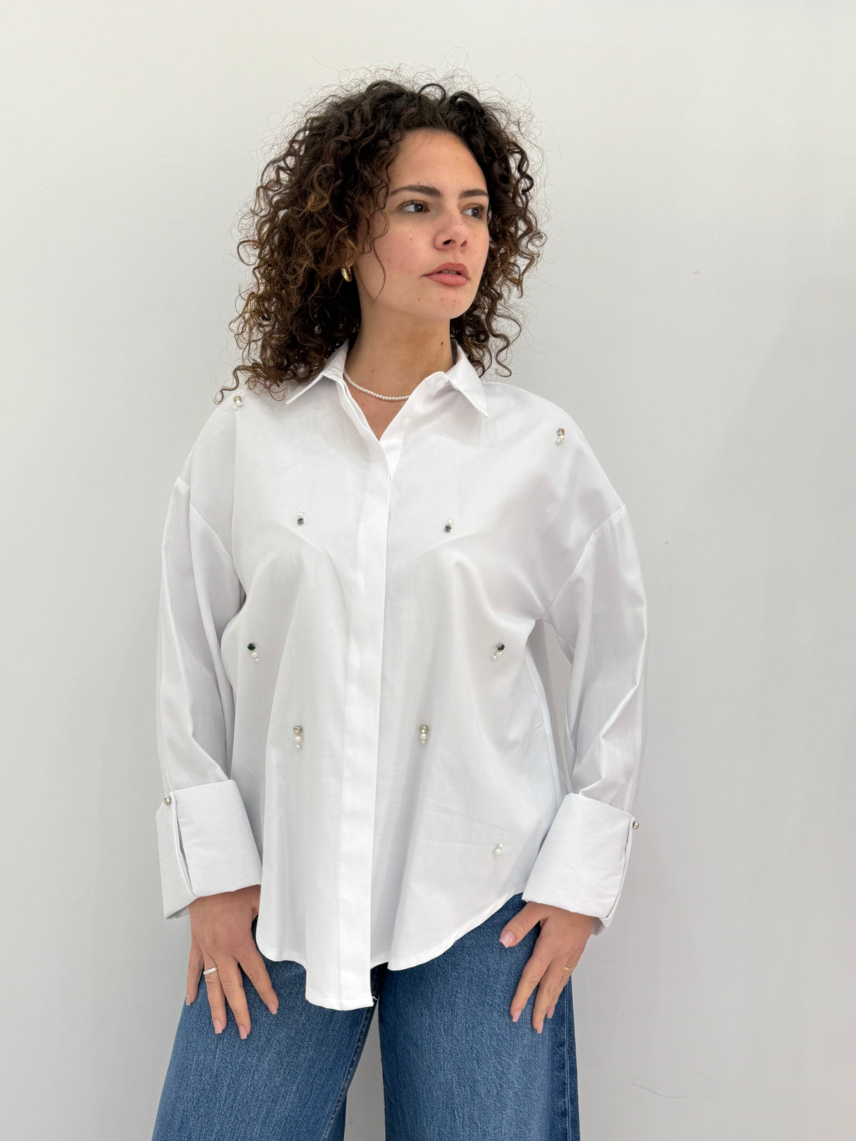 Camicia Anyplace perle e strass