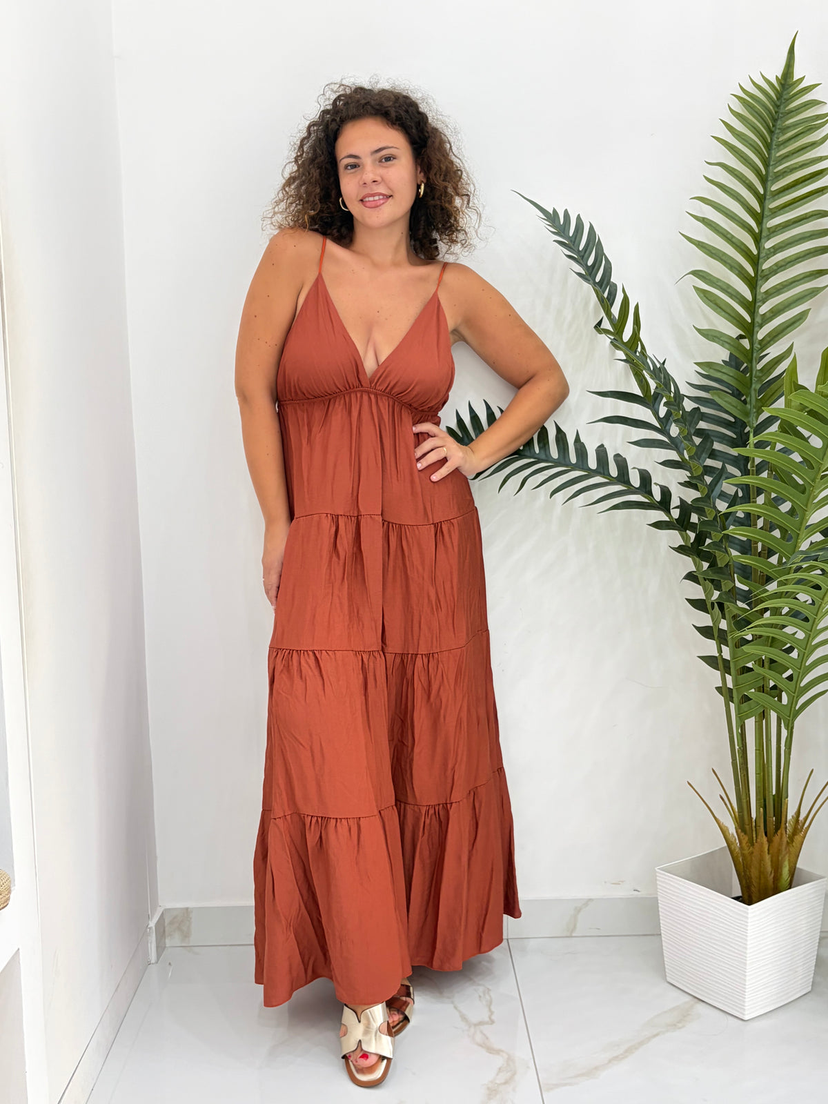 Abito Maxi balze cotone