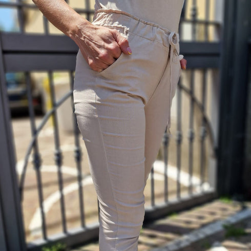 Pantalone donna in cotone con laccetto Blooma