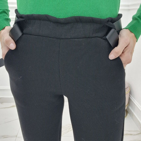 Pantalone Classico Felpato Con Cintura