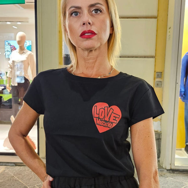 T-Shirt Moschino Donna Stampa cuore Laterale