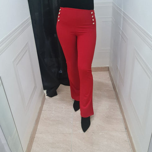 Pantalone donna elasticizzato a Vita Alta Red